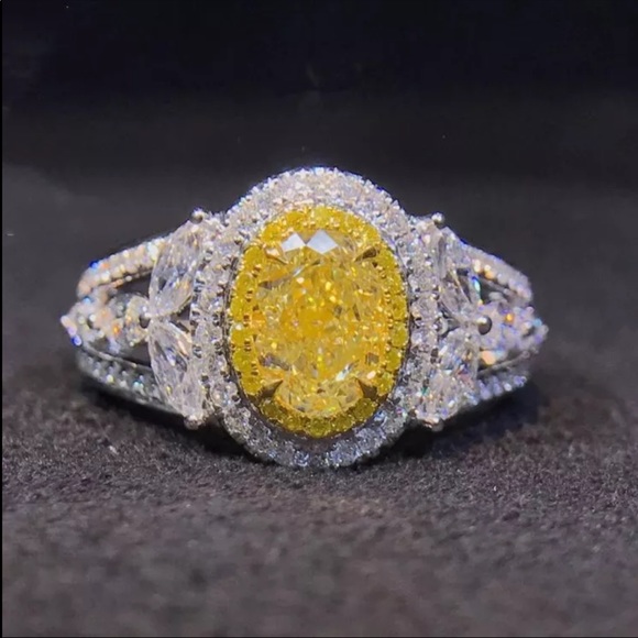 New Luxury 925 Silver Oval Cut Royal Citrine Ring - Picture 4 of 6